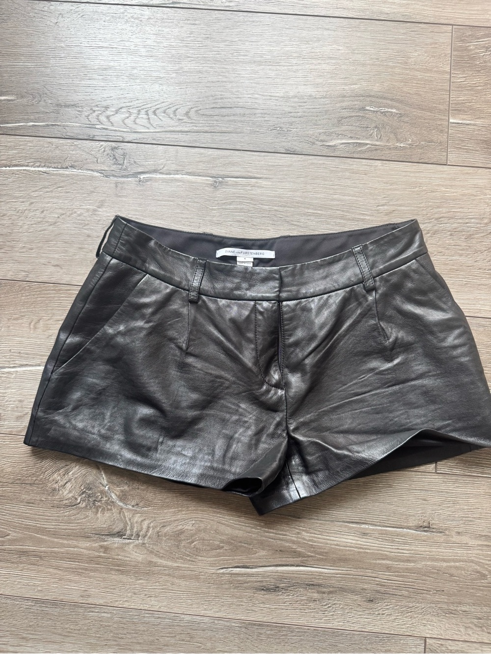 Diane Von Furstenberg Black Leather Shorts